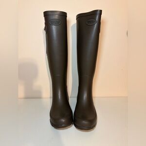 New TerraTrax Chocolate Waterproof Knee High Rain Boots Wide Calf Size 5